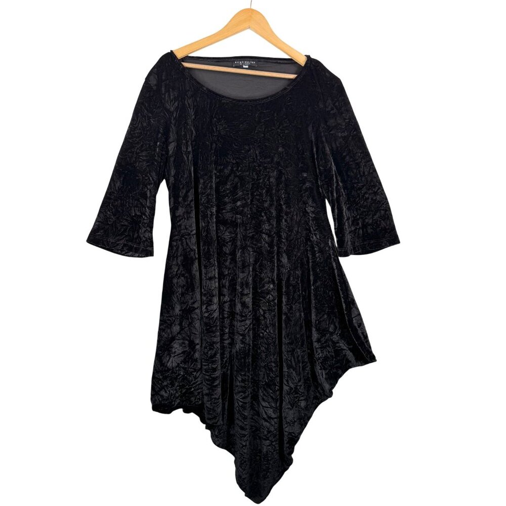Bryn Walker Naida tunic asymmetrical‎ hem velour black sz S